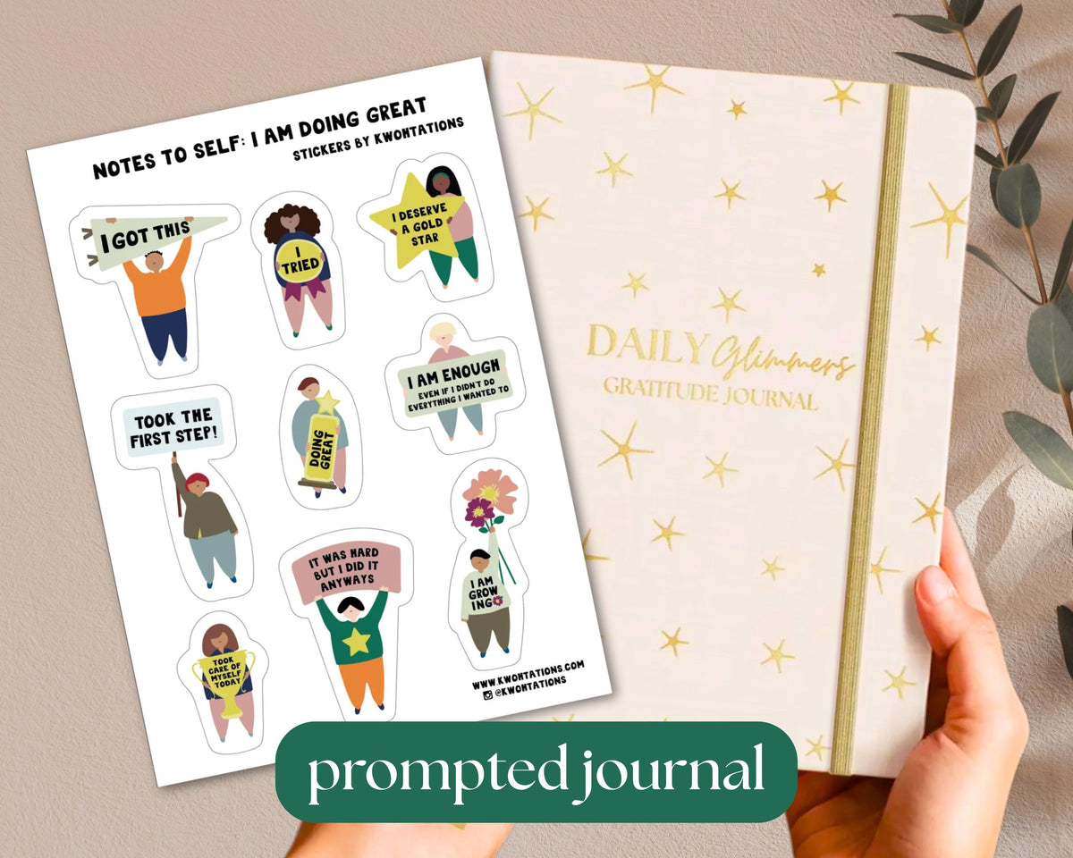 Daily Glimmers Gratitude Journal With Stickers Gift Set