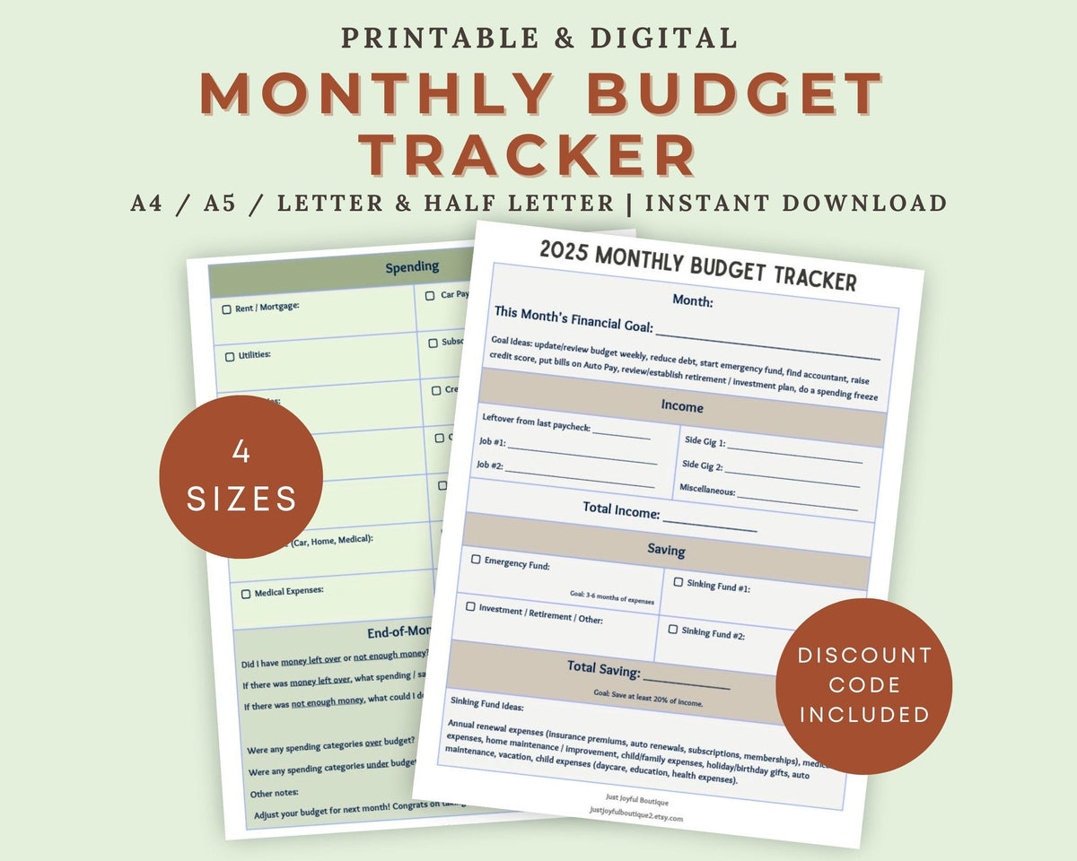 Monthly Budget Tracker Worksheet Printable
