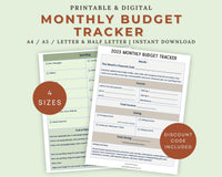 Monthly Budget Tracker Worksheet Printable