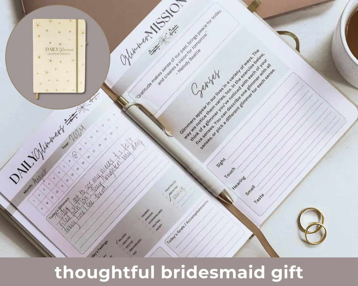 Daily Glimmers Gratitude Journal With Pen Bridesmaid Gift Set