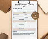 Monthly Budget Tracker Worksheet Printable